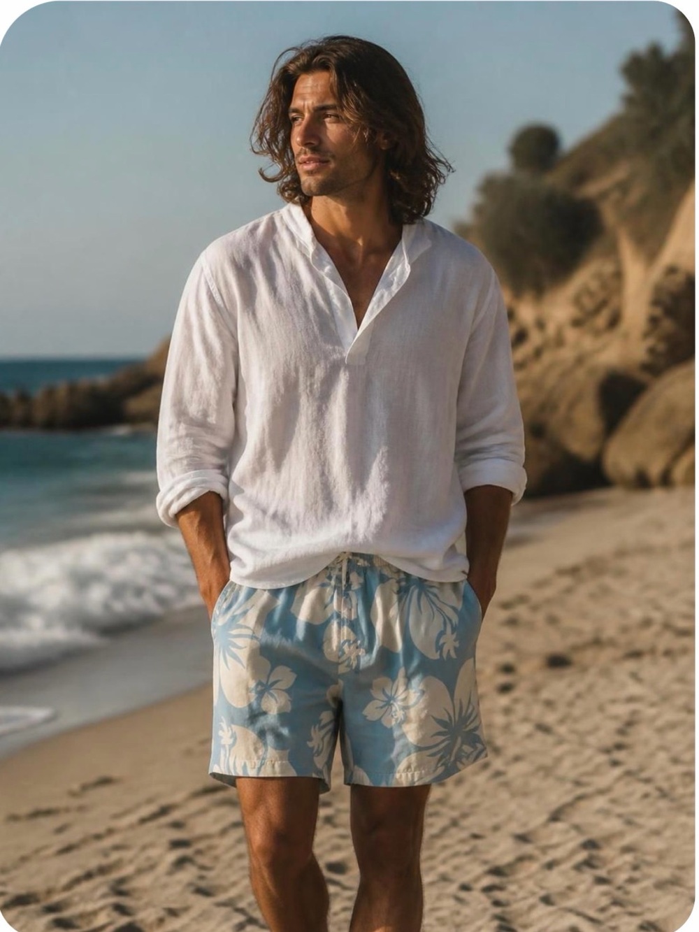 Tommy Bahama White Long-Sleeve Casual Button Down Shirt